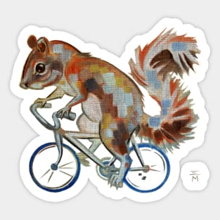 Squirrel On Bike Pick your own Background Sticker